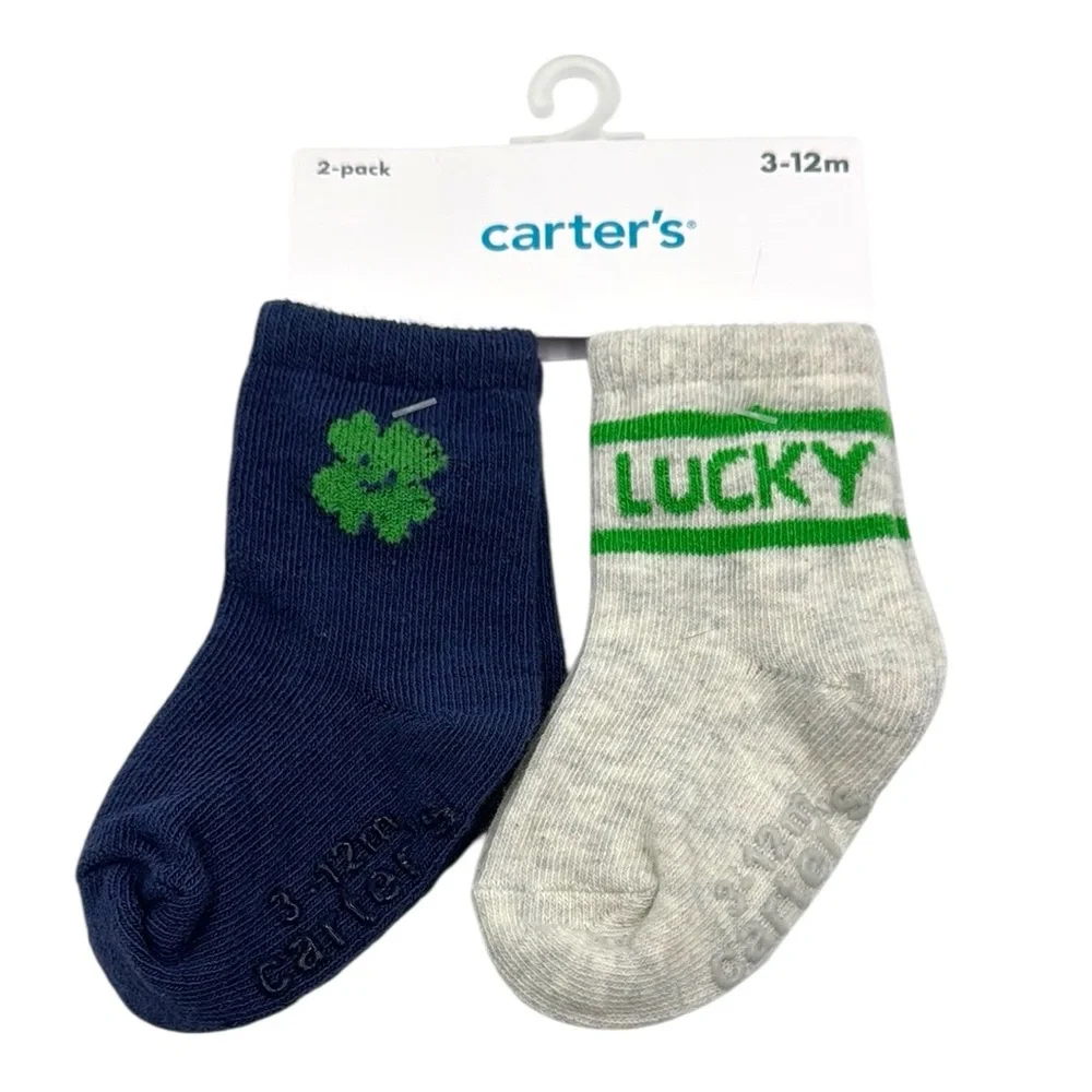 Carter's 2-Pack Lucky / Clover Baby Socks Size 3 - 12 Months